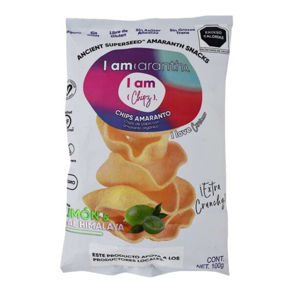 CHIPS DE AMARANTO SABOR LIMON Y SAL DE HIMALAYA 100G